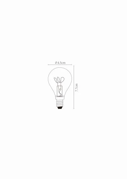 Lucide P45 - Glühfadenlampe - Ø 4,5 cm - LED Dim. - E14 - 1x3W 2200K - Amber - technisch